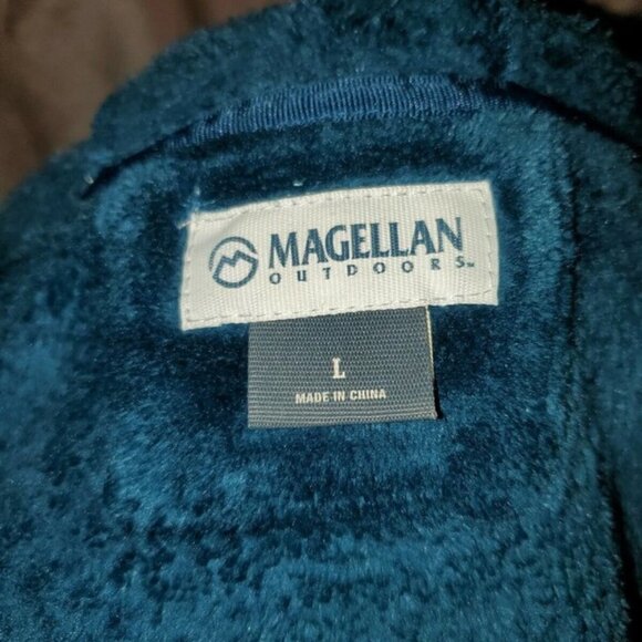 Magellan Girls Hoodie Velour Fleece Dark Green Blue Zip Up Jacket Size Large - Picture 4 of 5